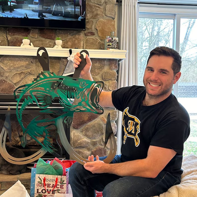 Metal Bass Fish with Hooks Plasma Cut Sign Art Fishing Art Gone Fishing(🔥LAST DAY 49% OFF)