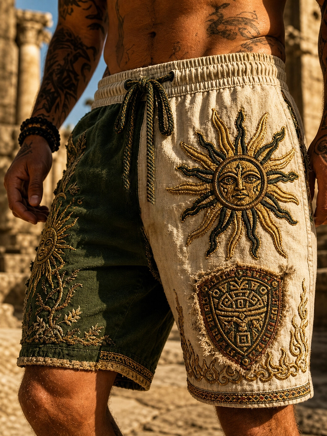 Men's Sun Plants Mystical Art Print Casual Shorts