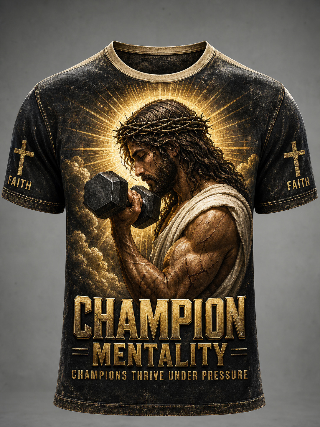 Men's Champion Mentality Jesus Print Workout T-Shirt