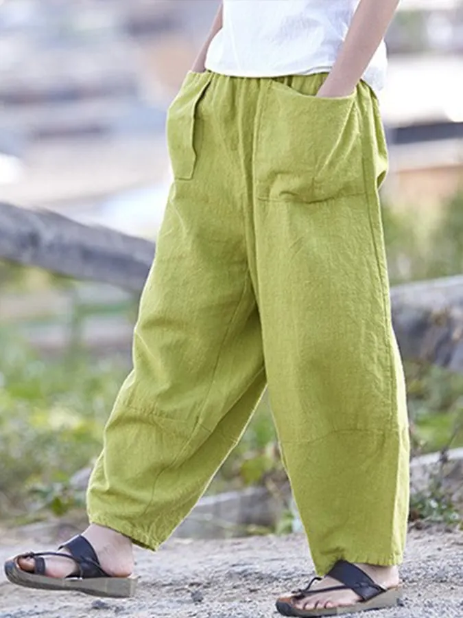 Women's Cotton Linen Casual Loose Trousers