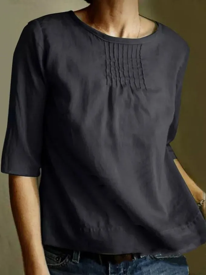 Women's Casual Pleated Long Sleeve Top