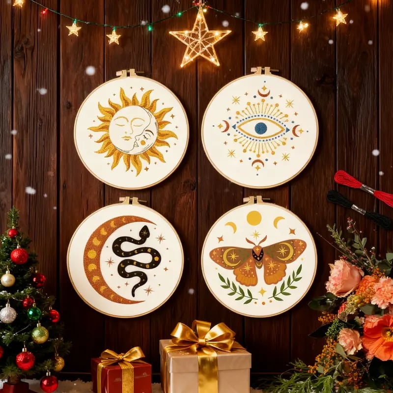 ❤️Beginner Friendly🧶🪡 4 Piece Tarot Astrology Embroidery Starter Kit Includes Instructions🔮