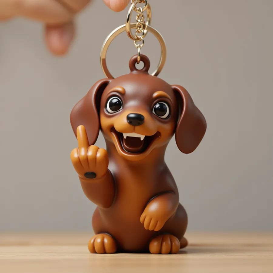 🔥LAST DAY SALE 49% OFF 🐶Funny Middle Finger Dog Keychain (BUY 3 GET 1 FREE)