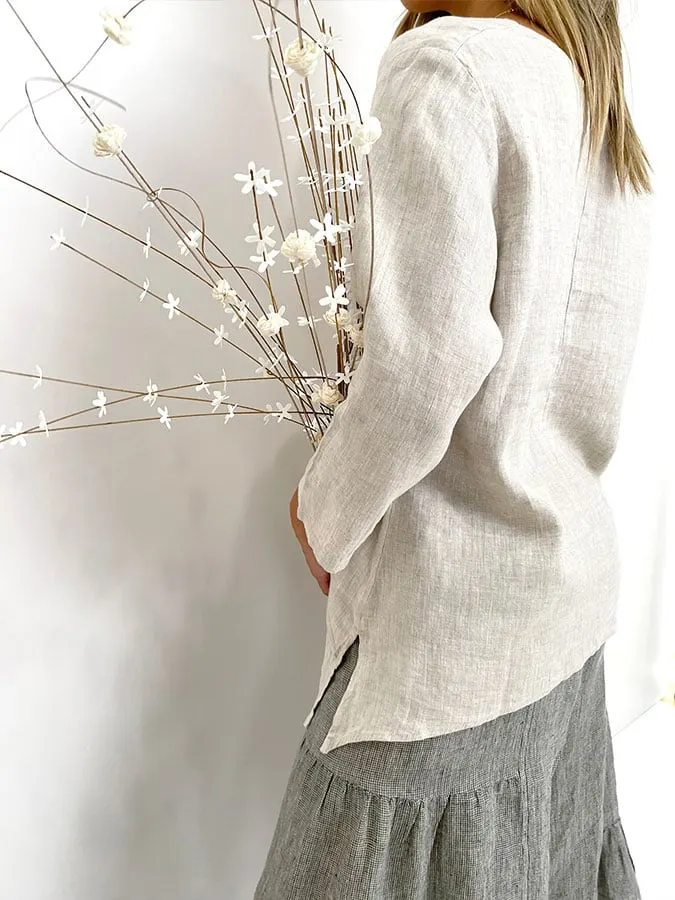Women's cotton and linen casual loose shirt