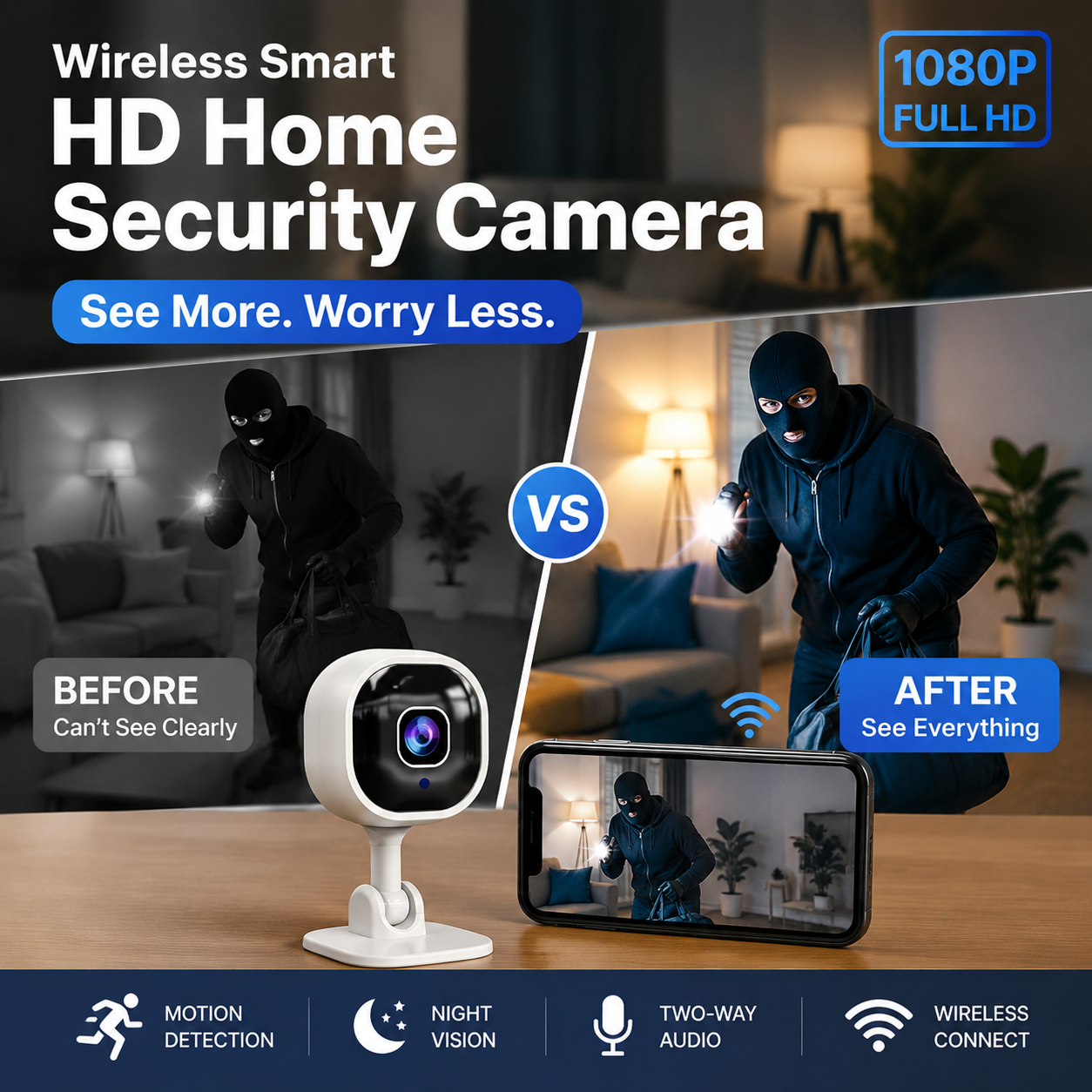 🔥Wireless Smart HD Home Security Camera ✨ 70% Off! 💸