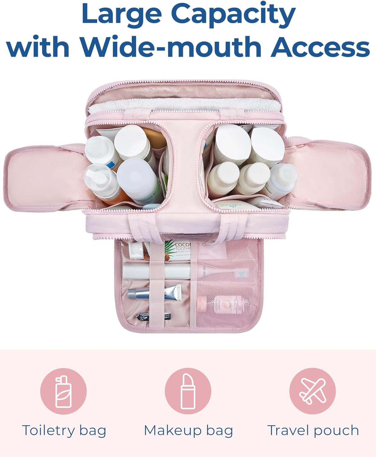 🔥LAST DAY 49% OFF - Large Wide-open Travel Makeup Bag