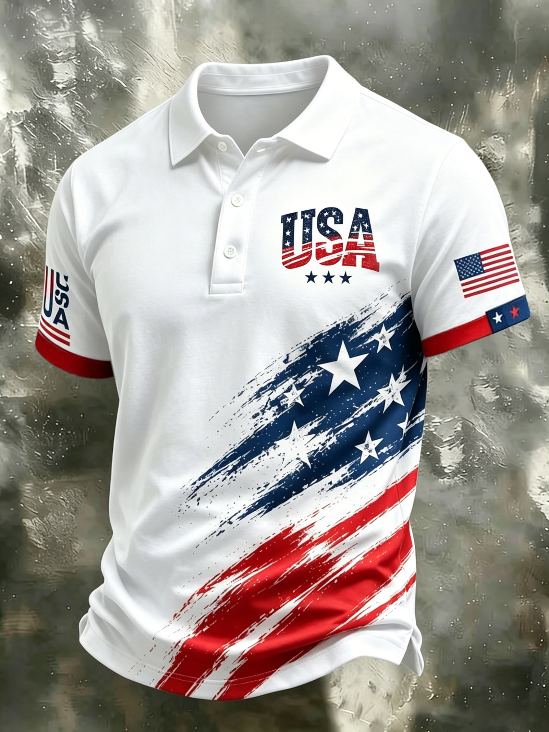 Men's Independence Day Flag Printed Top 4th of July Casual Shirt