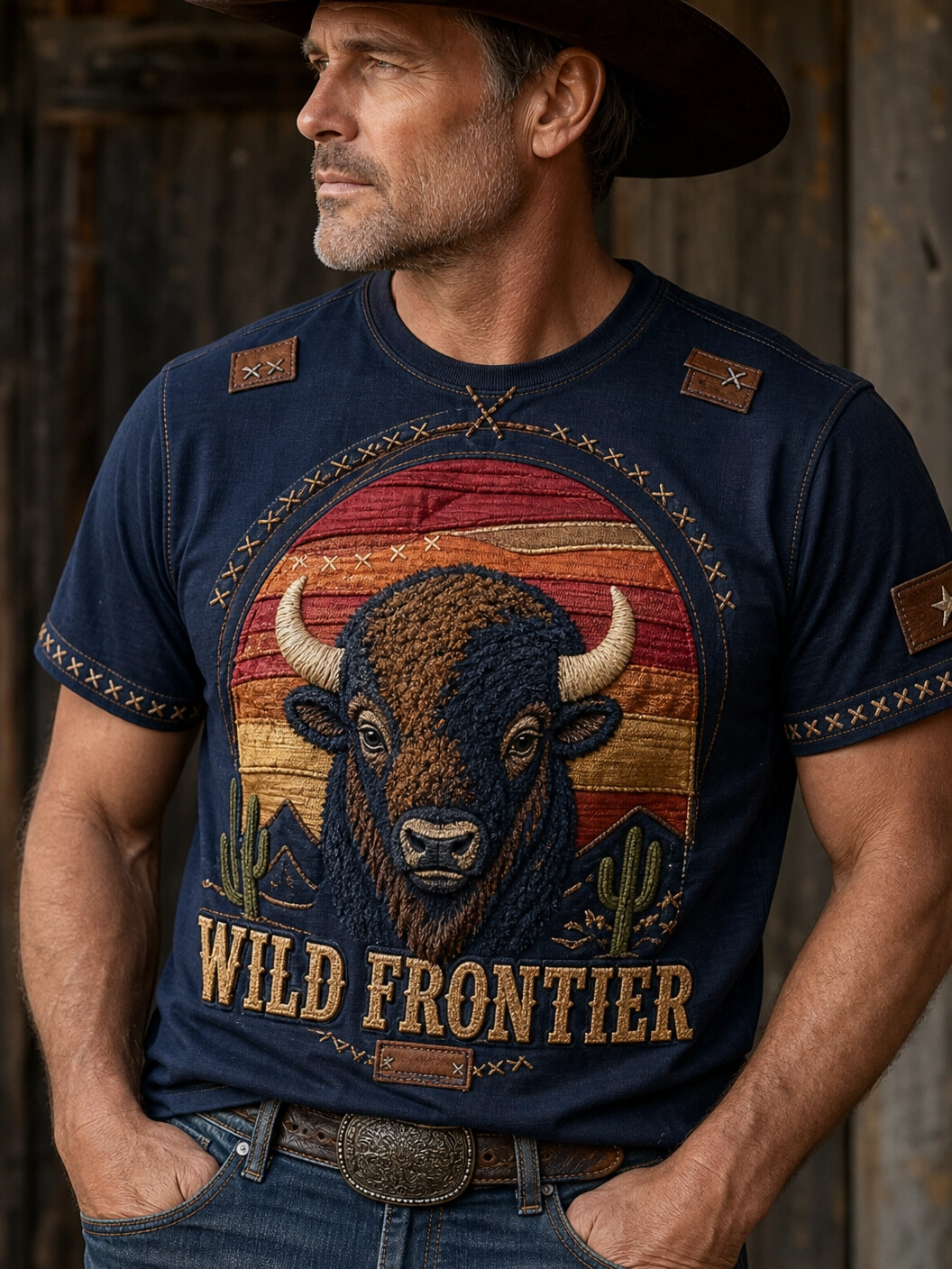 Men's Wild Frontier Cow Print Casual T-Shirt