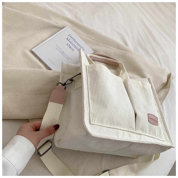 Corduroy Solid Color Tote Bag, Shoulder Bag🔥(Buy 2 Free Shipping)