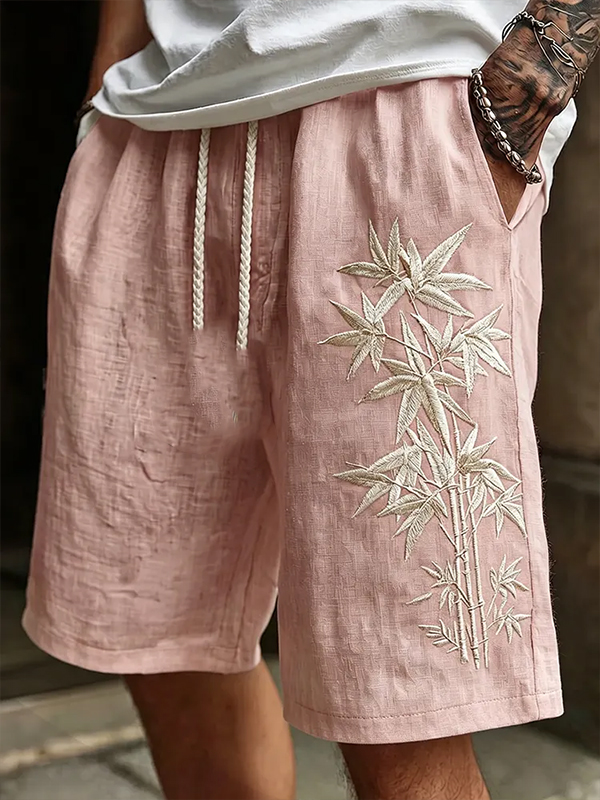 Men's Bamboo Print Casual Shorts