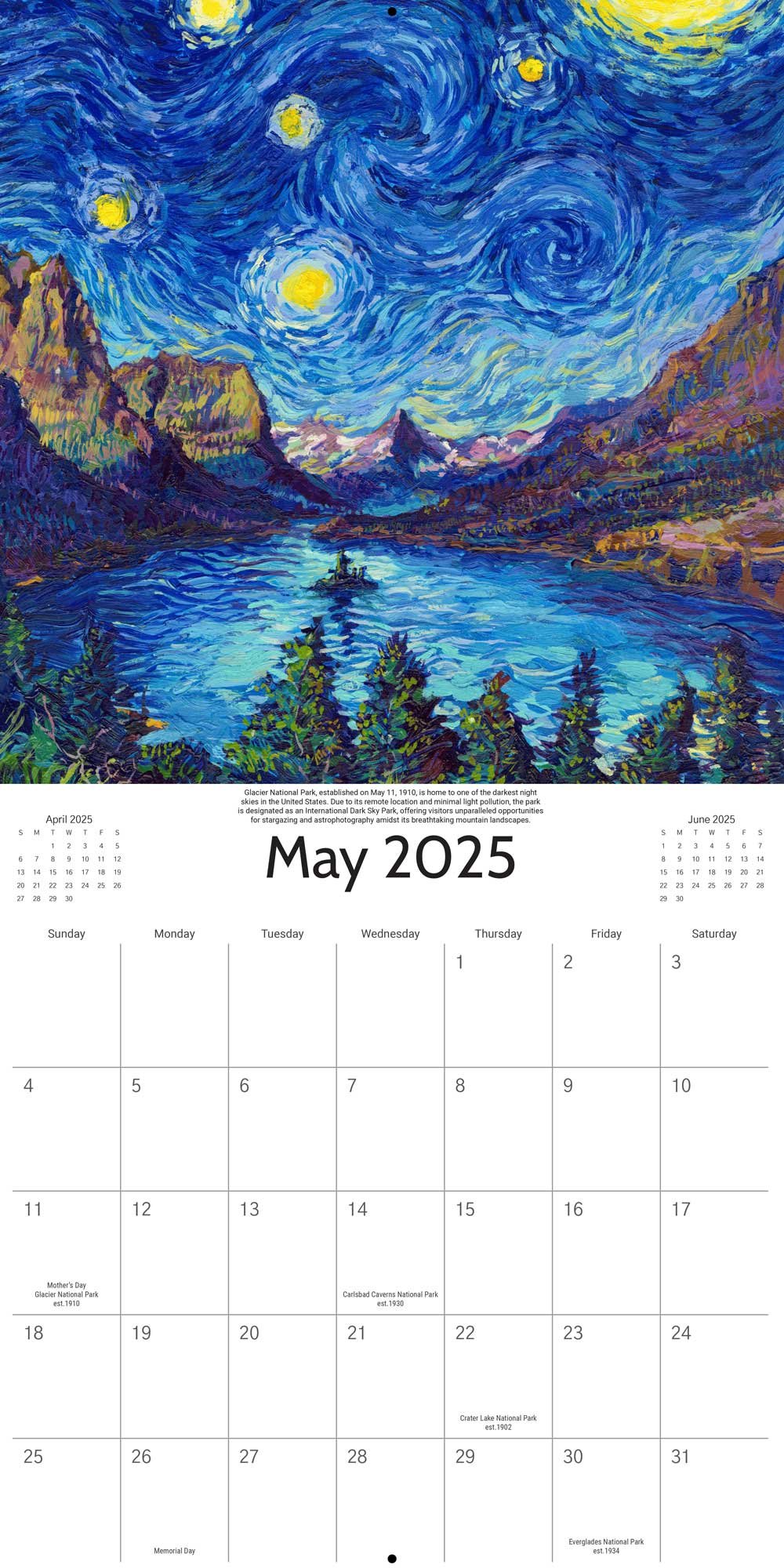 🎨2025 Starry Night National Park Calendar