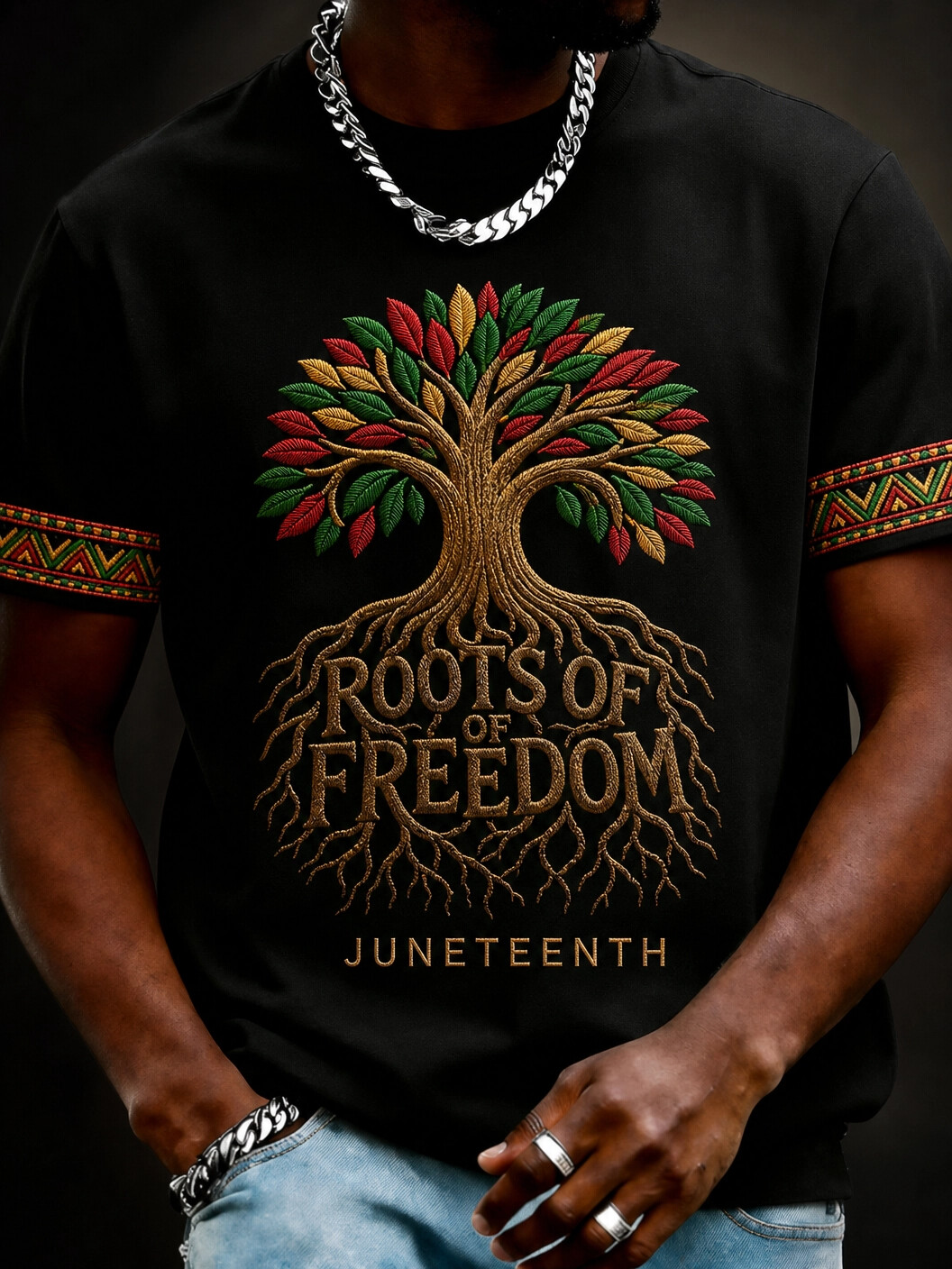 Men's Roots Of Freedom Juneteenth Print Casual T-Shirt
