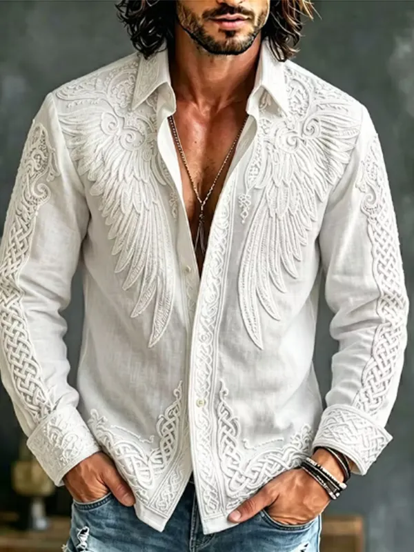 Men's Angel Wing Art Print Long Sleeve Shirt
