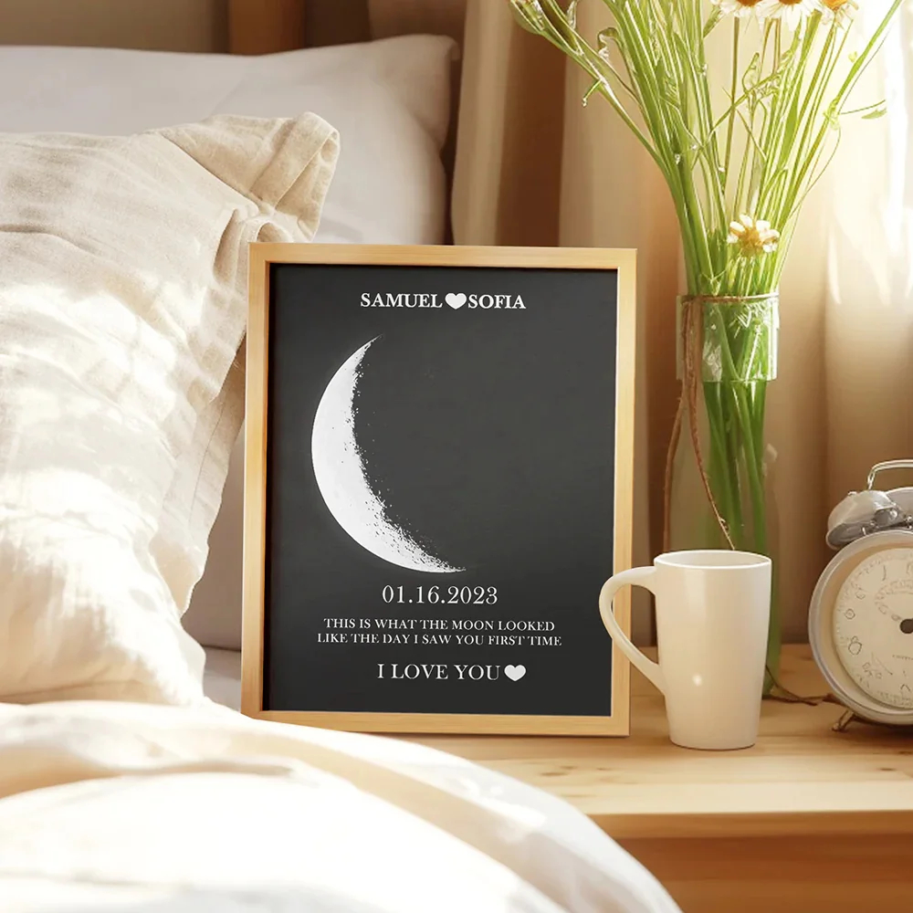 Custom Art Frame/ REAL MOON PHASE. Gifts For Mom/Couples