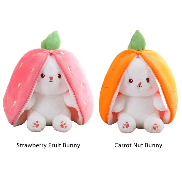 🍓 Hot Sale 🍓Strawberry Bunny Transformed into Little Rabbit🎀 Fruit Doll Plush Toy🐰