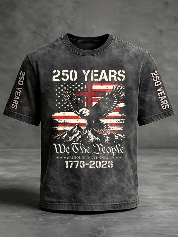 Men's 250 Years of Freedom We The People Eagle Print Casual T-Shirt