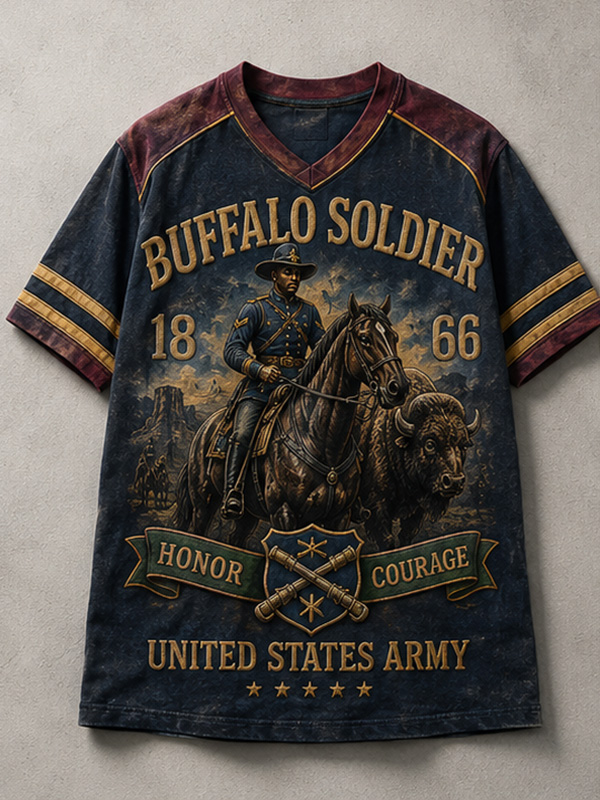 Men's Vintage Buffalo Soldier 1866 US Army Art Print T-Shirt
