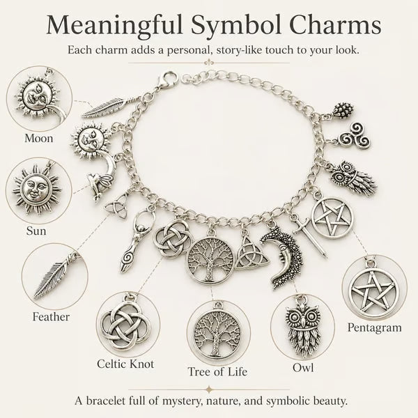 🌙 Vintage Witchy Charm Bracelet – Mystical Celestial Jewelry For Everyday Magic
