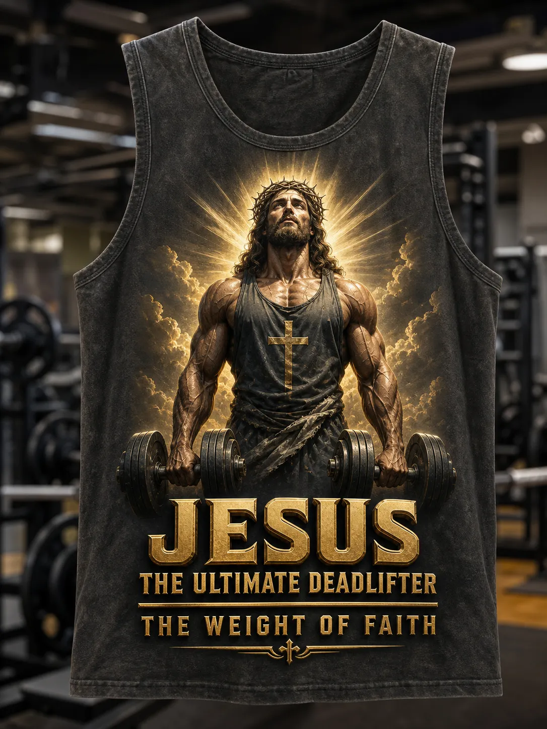 Men's Jesus The Ultimate Deadlifter Print Workout Tank Top