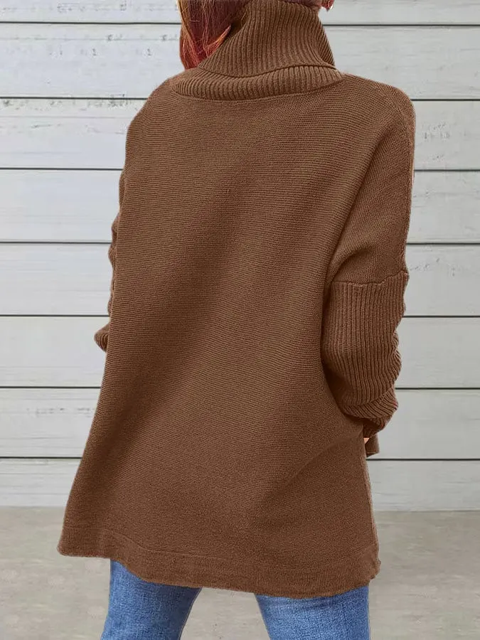 Women's Turtleneck Loose Bat Sleeve Sweater