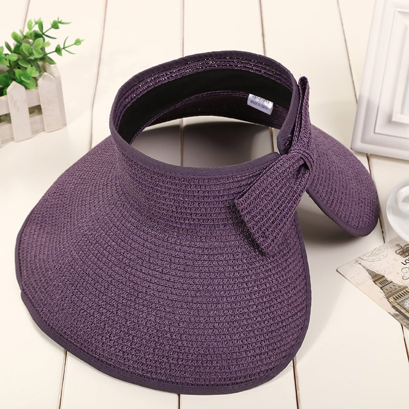 🔥LAST DAY 49% OFF - Women's 2024 Summer Solid Color Bow Design Wide Brim Straw Hat
