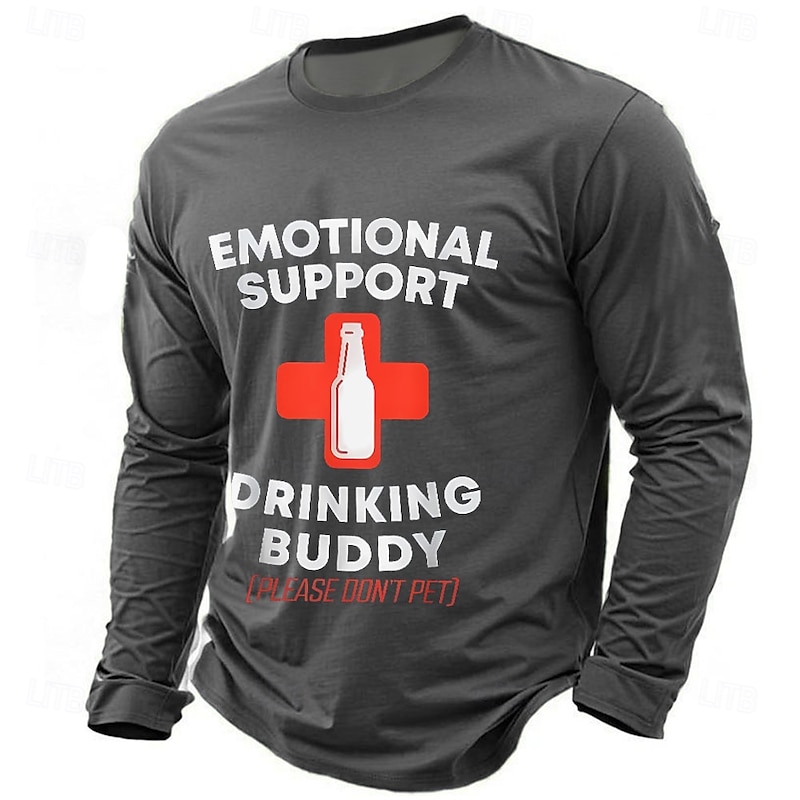Funny Beer T-shirt, Emotional Support Drinking Buddy Please Don't Pet Tee for Men, Humor Graphic Shirt, Weekend Party Gift Apparel, Sizes S M L XL XXL XXXL #10537632