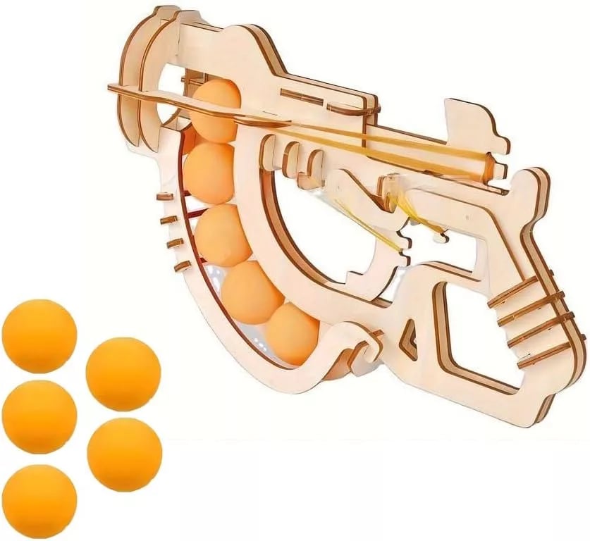 Ping Pong Gun 3D Wooden Puzzle Rubber Band Gun Kit