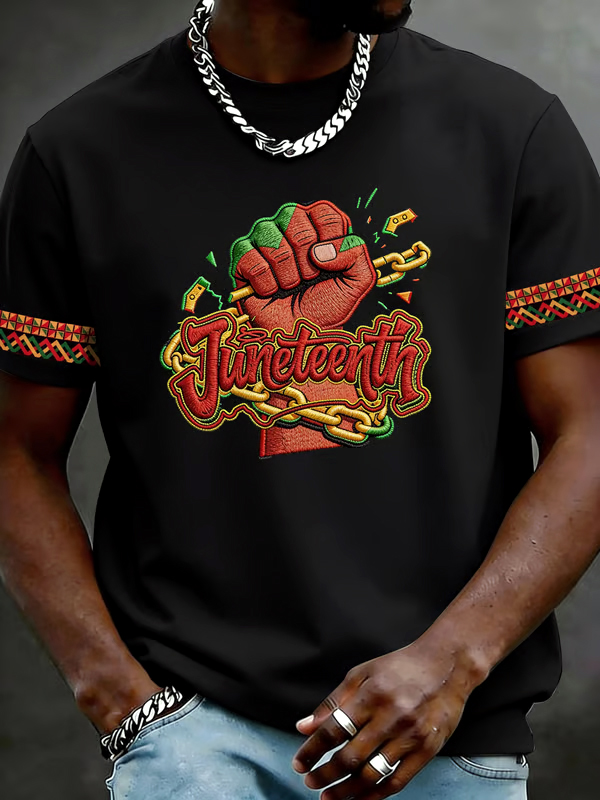 Men's Juneteenth Broke The Chains Art Print T-Shirt
