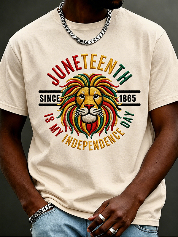 Men's Juneteenth Is My Independence Day Since 1865Print Cotton Casual T-Shirt