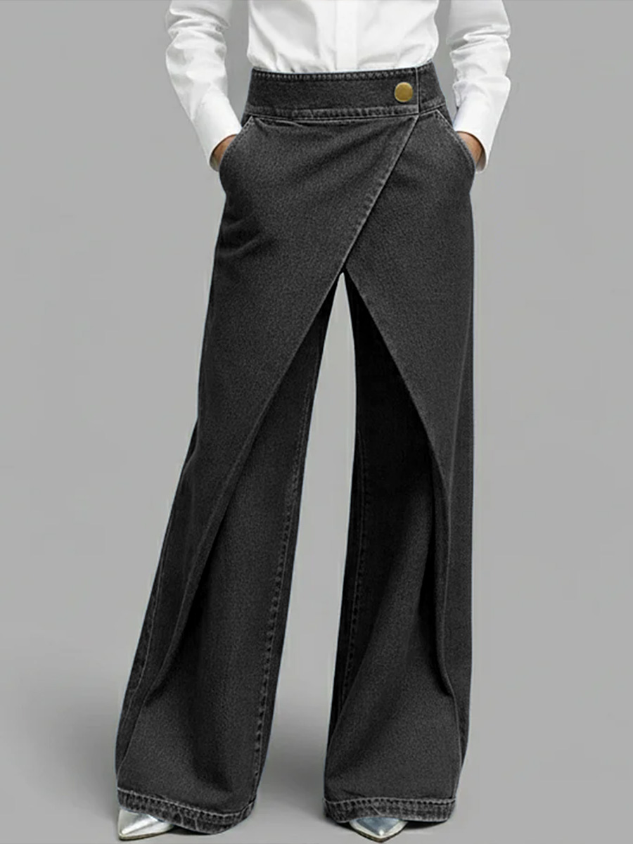 Women's High-waisted Casual Loose-fitting Wide-leg Jeans