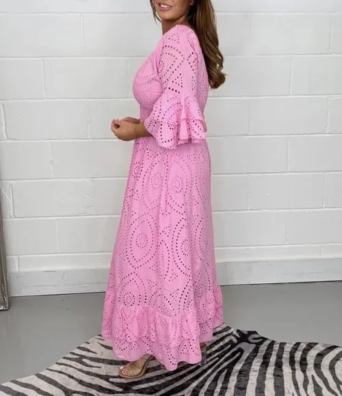 🔥🔥🔥🔥(Hot Sales) GORGEOUS EMBROIDERY ANGLAISE DRESS(Both Midi & Long Version)