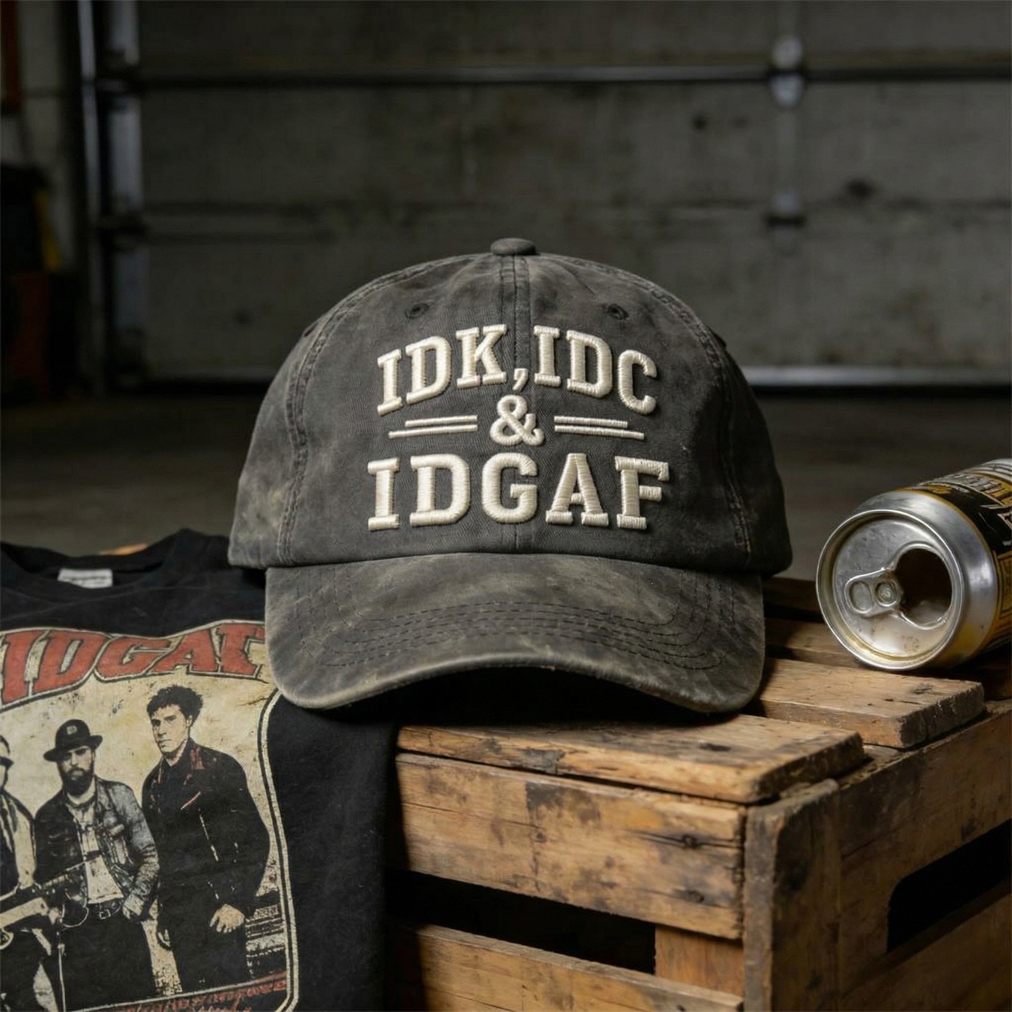 IDK, IDC, IDGAF 🤙Adjustable Vintage Washed Baseball Cap | Your No-Fuss Daily Staple, Perfect Gift For Dad & Husband🎁
