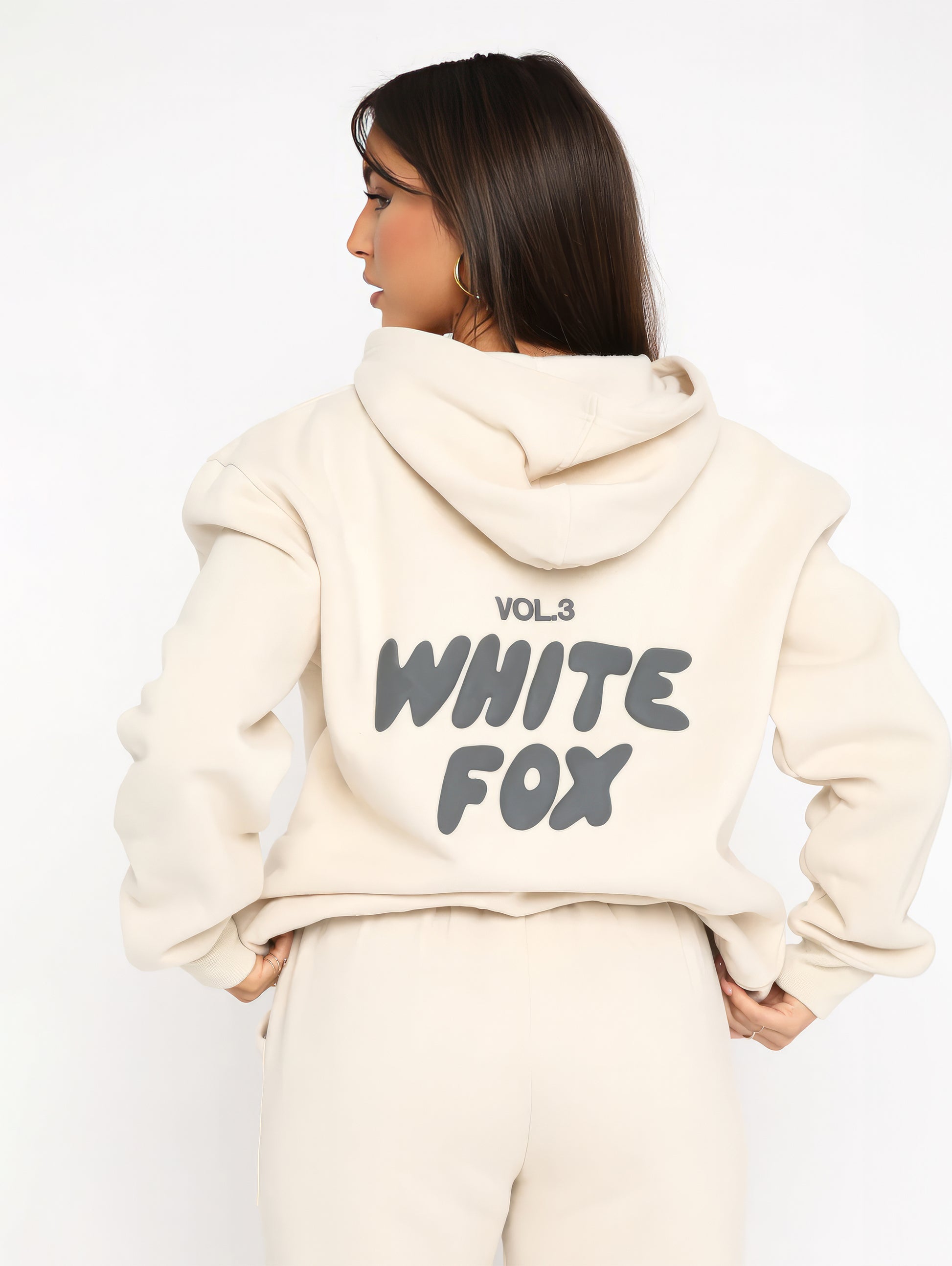 White Fox Hoodie Grey