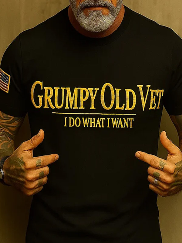 Men's Grumpy Old Vet I Do What I Want Print T-Shirt
