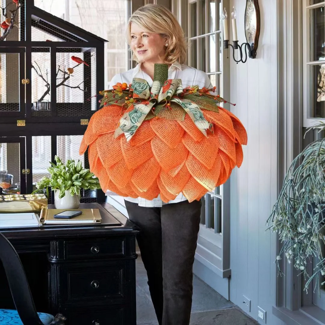 Annouvation Farmhouse Pumpkin Wreath For Front Door