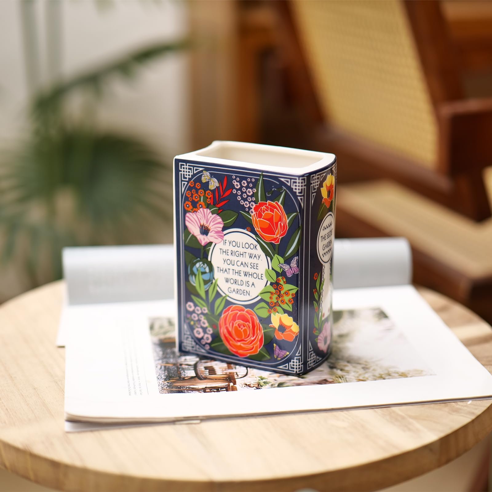 🔥LAST DAY 50% OFF - 📚 The Secret Garden Book-Shaped Ceramic Vase