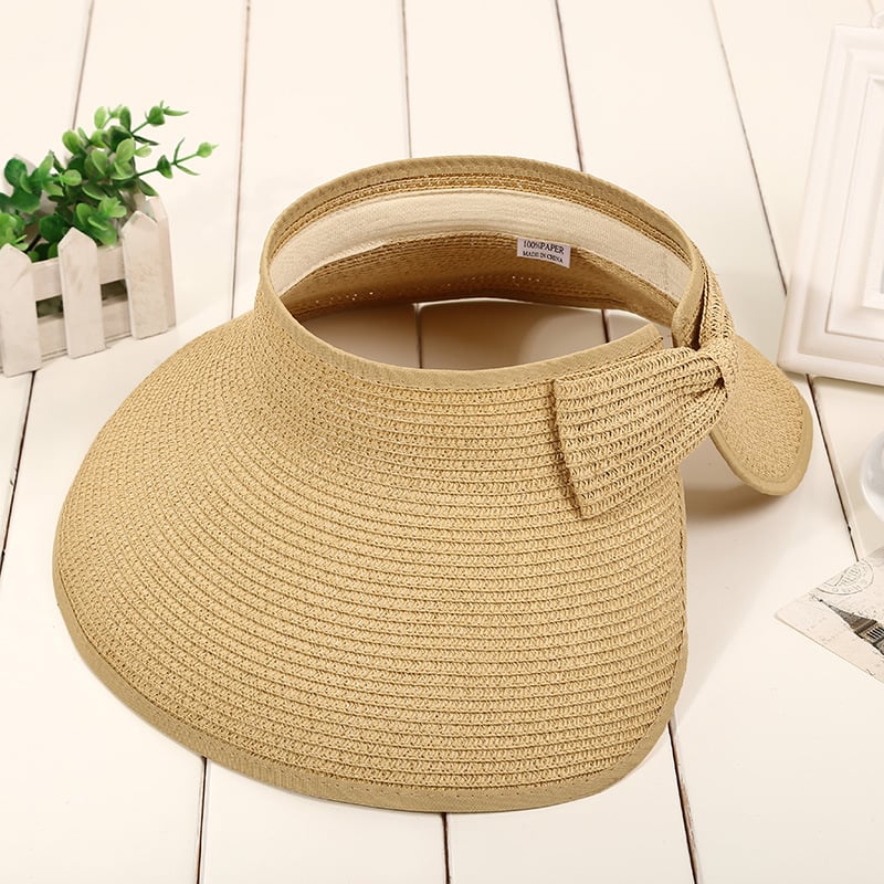 🔥LAST DAY 49% OFF - Women's 2024 Summer Solid Color Bow Design Wide Brim Straw Hat