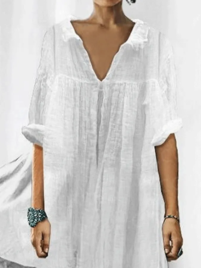 Women'S Casual Solid Color V-Neck Jumpsuit