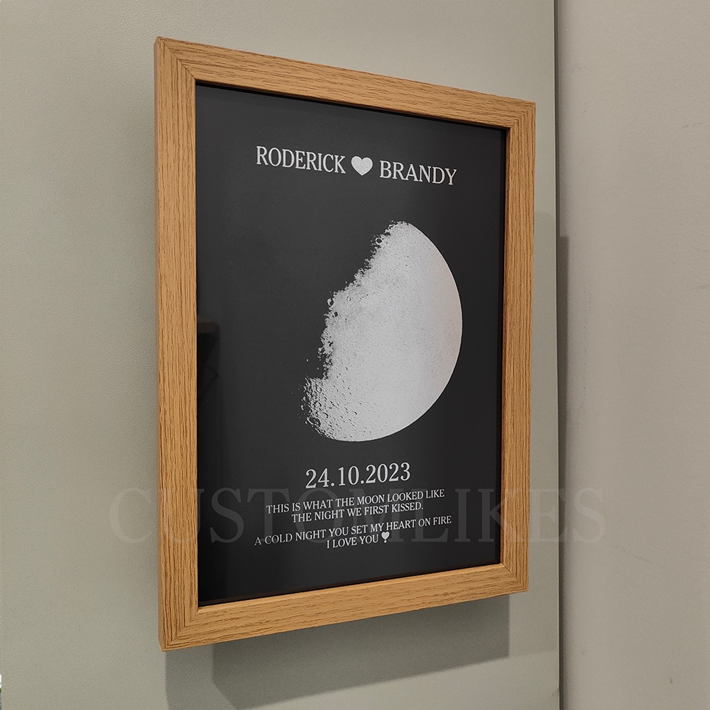 Custom Moon Phase Frame With Text & Date- Commemorative Gift