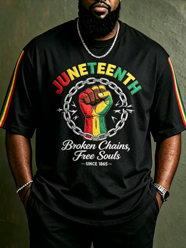 Men's Juneteenth Fist & Broken Chain Print T-Shirt