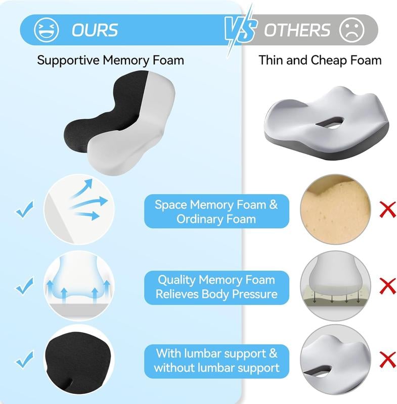 💥Non-Slip Memory Foam Seat Cushion – Prostate Pressure Relief, Sciatica Pain Relief, Breathable Mesh & Universal Fit for Car, Office & Wheelchair