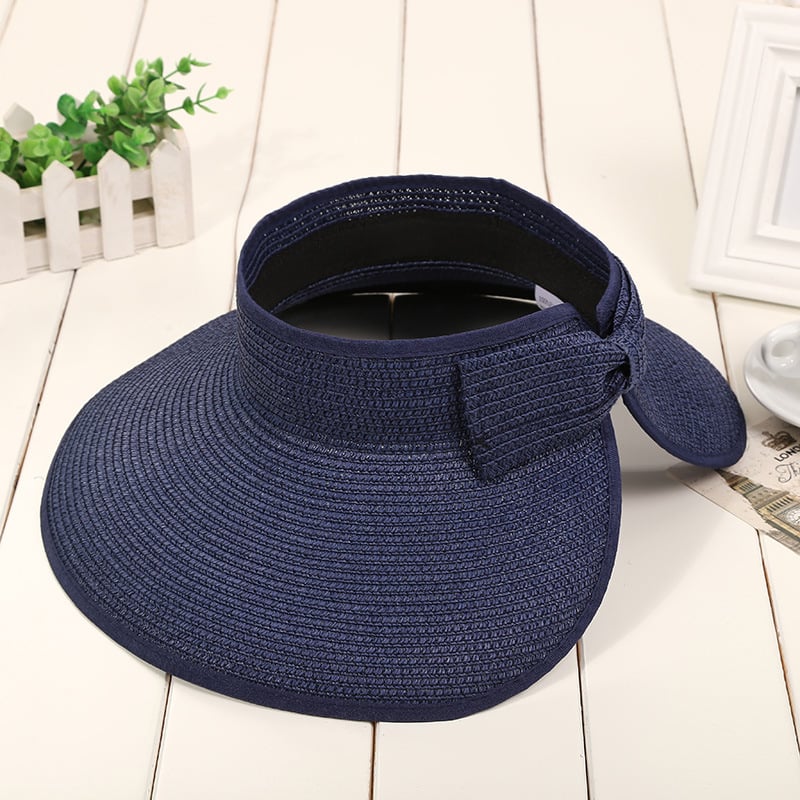 🔥LAST DAY 49% OFF - Women's 2024 Summer Solid Color Bow Design Wide Brim Straw Hat