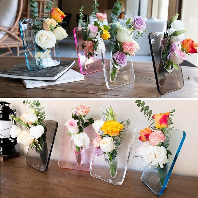 💐Mother's Day Gift - Clear Acrylic Photo Frame Flower Vase