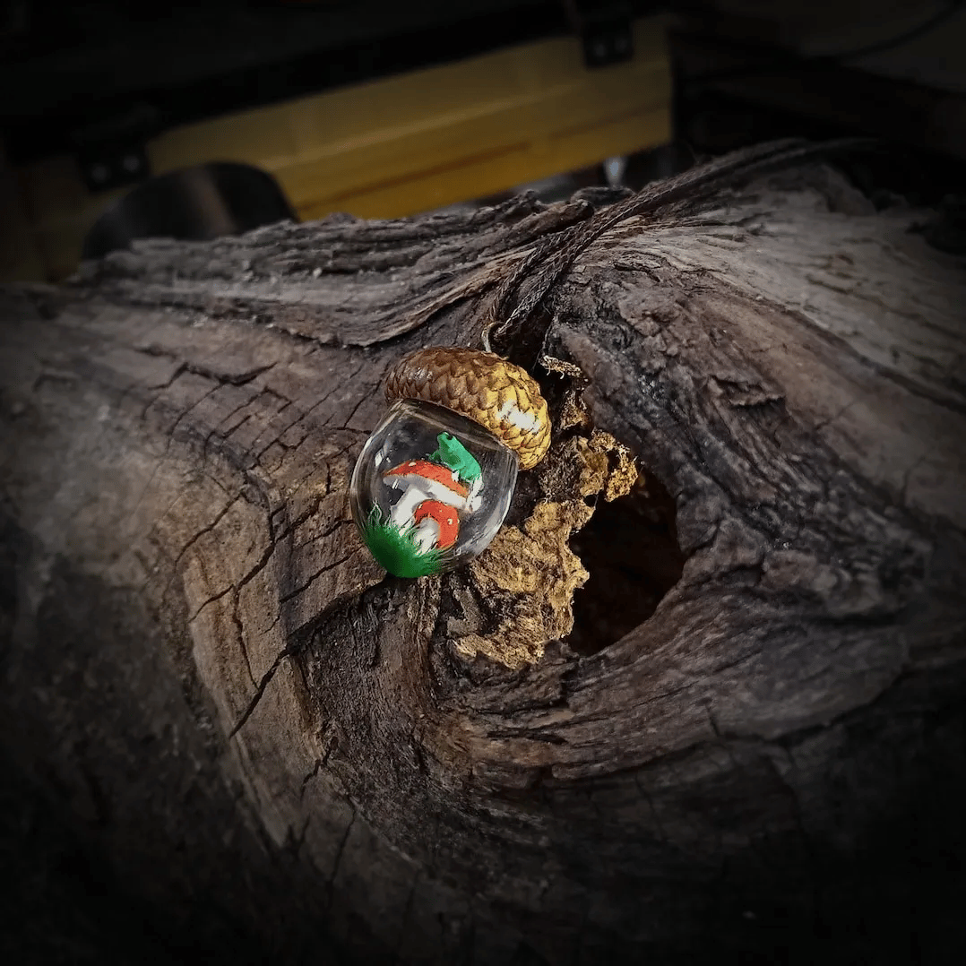 Frog Wood Resin Pendant Gift For Nature Lover