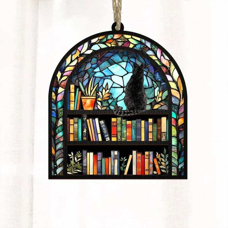 🔥🎄2024 Christmas Gift 50% OFF - 😺📚✨Cat Book Suncatcher Ornament