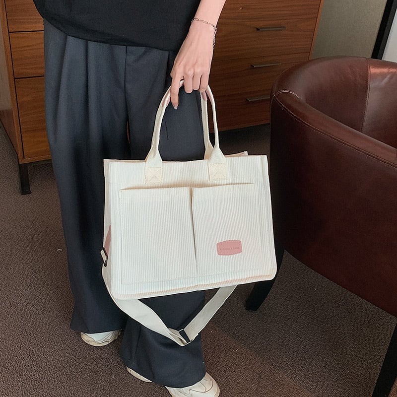 Corduroy Solid Color Tote Bag, Shoulder Bag🔥(Buy 2 Free Shipping)