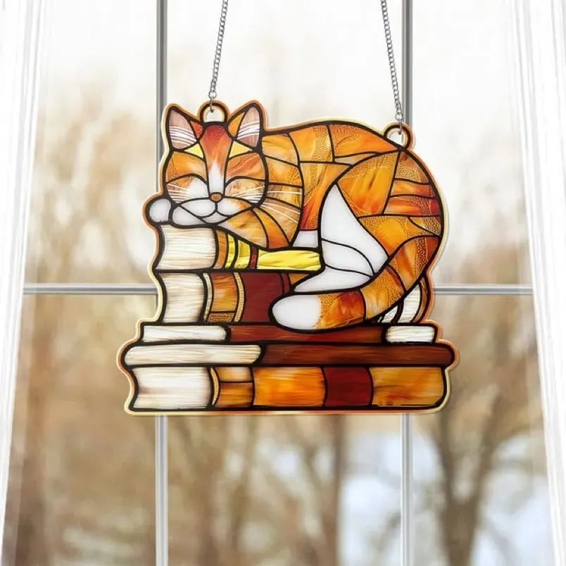 🔥🎄2024 Christmas Gift 50% OFF - 😺📚✨Cat Book Suncatcher Ornament