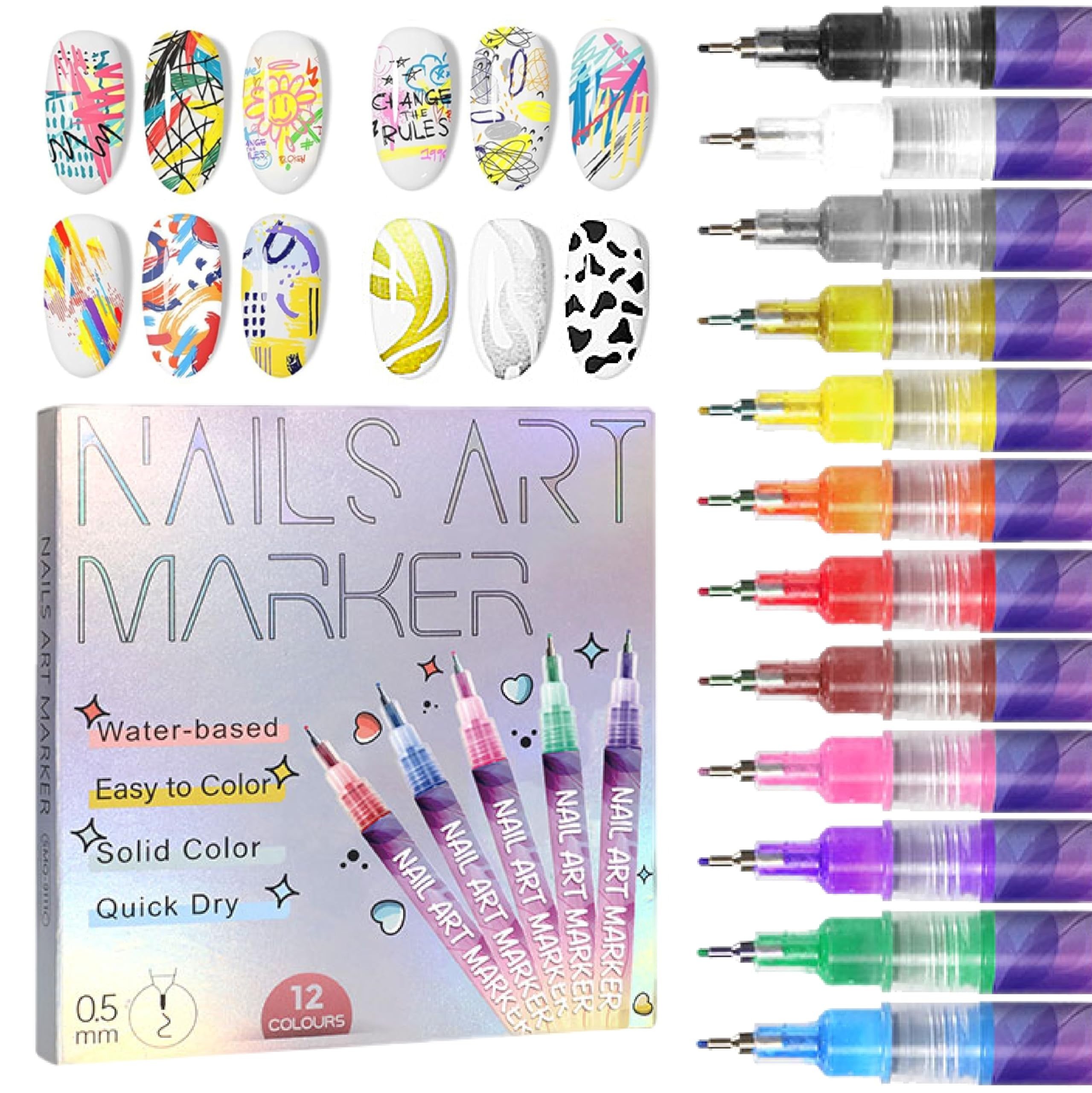 🔥🎨12 Colors Nail Art Pens Set