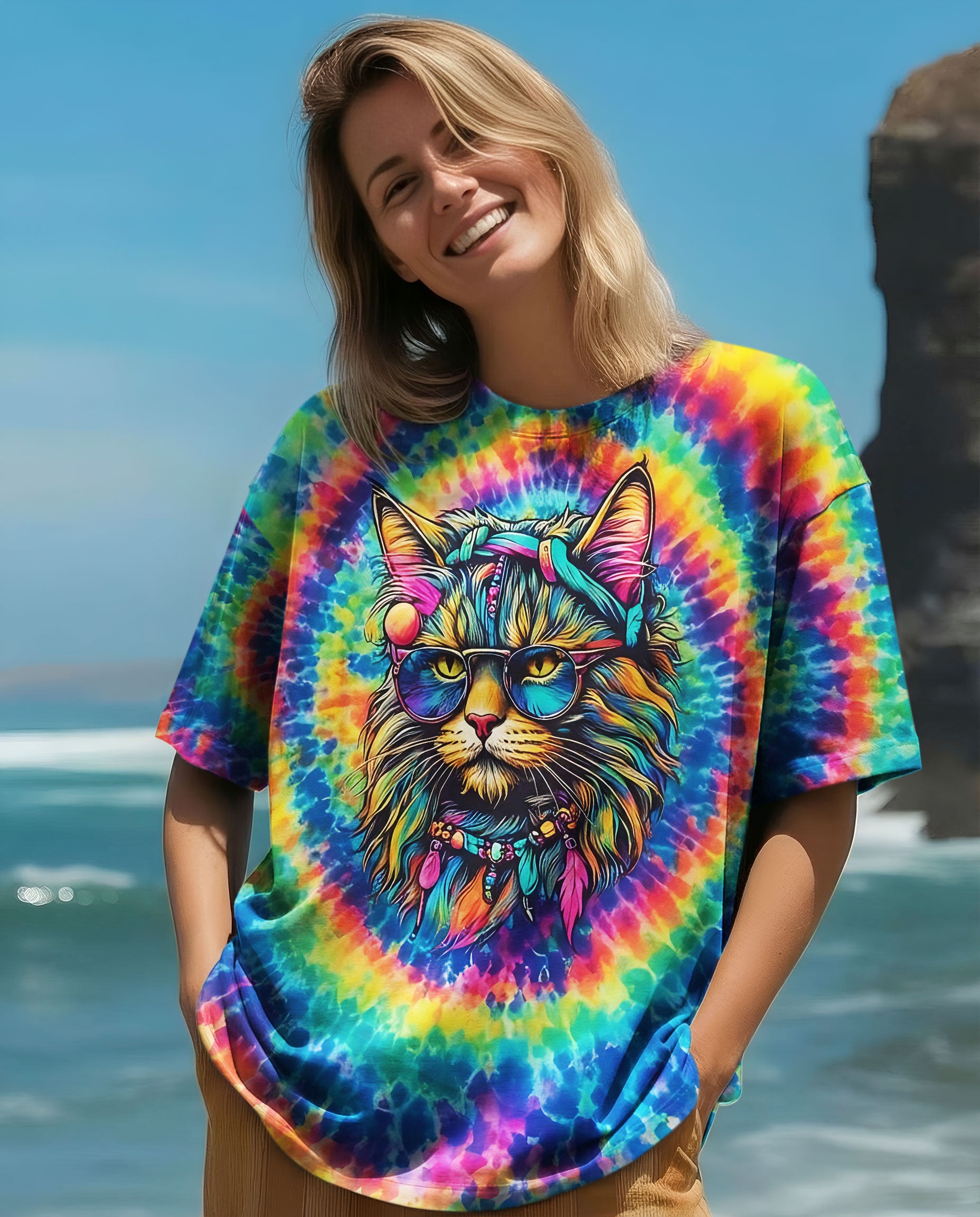 HIPPIE CAT SWIRL ALL OVER PRINT - TLNO0202261