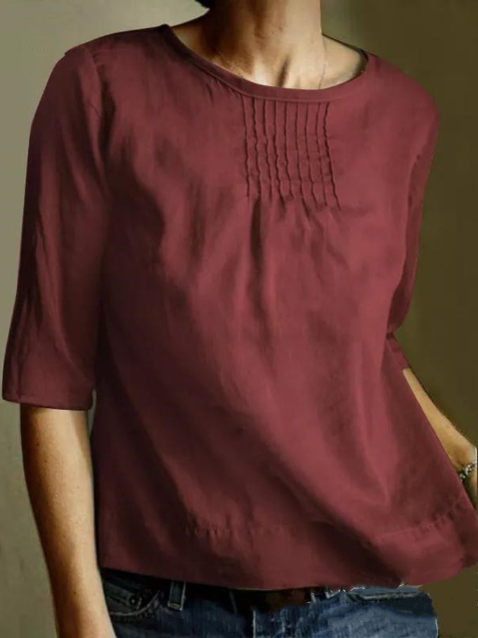 Women's Casual Pleated Long Sleeve Top